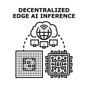 Decentralized edge ai inference concept leveraging cloud computing Stock Illustration