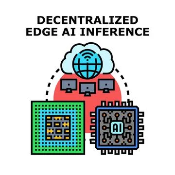Decentralized edge ai inference concept leveraging cloud computing Stock Illustration