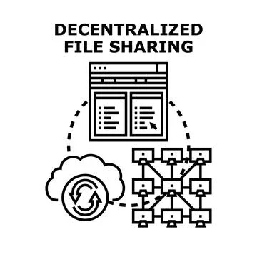 Decentralized file sharing technology connecting global network Stock Illustration