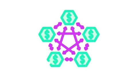 Decentralized finance application color icon animation Stock Footage 327259602