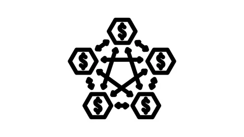 Decentralized finance application line icon animation Stock Footage 326751580