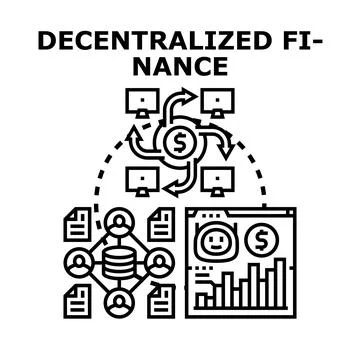 Decentralized finance blockchain technology digital transaction system Stock Illustration