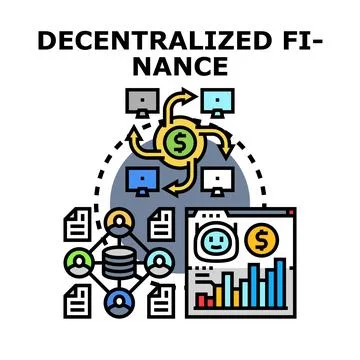 Decentralized finance blockchain technology digital transaction system Stock Illustration