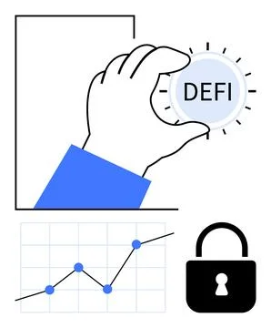 Decentralized finance, cryptocurrency, blockchain technology, financial secur Stock Illustration