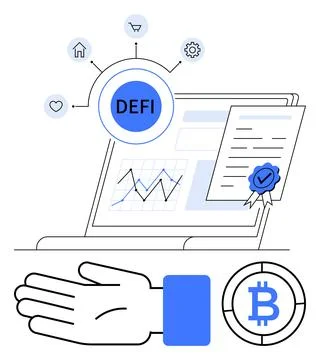 Decentralized Finance DeFi Elements and Bitcoin Integration イラスト素材