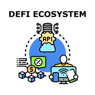 Decentralized finance ecosystem concept vector illustration Stock Illustration