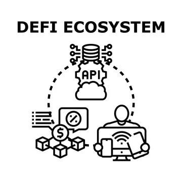 Decentralized finance ecosystem concept vector illustration Stock Illustration