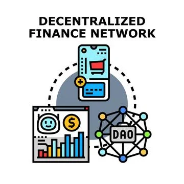 Decentralized finance network securing digital transactions and blockchain .. Stock Illustration