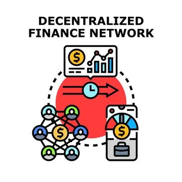 Decentralized finance network technology providing digital transaction servic Stock Illustration