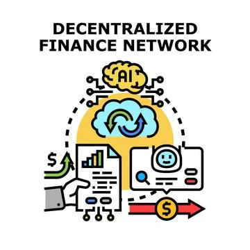 Decentralized finance network technology using ai Stock Illustration