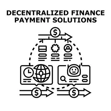 Decentralized finance payment solutions network diagram Stock Illustration