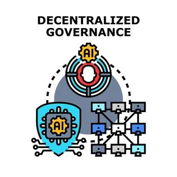 Decentralized governance ai blockchain network concept Stock Illustration