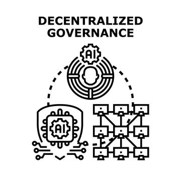 Decentralized governance ai blockchain network concept Illustrazione stock