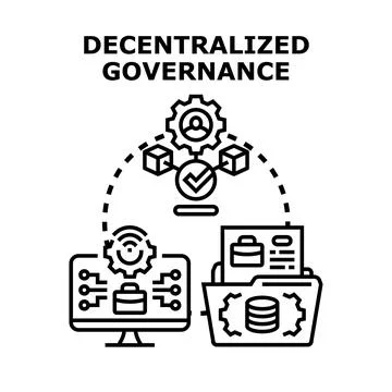 Decentralized governance concept with distributed network management Stock Illustration