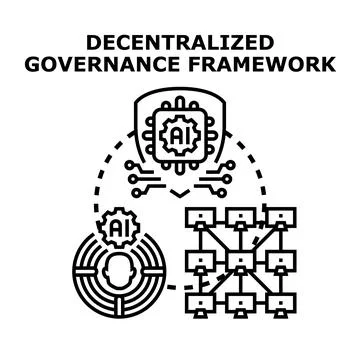Decentralized governance framework concept with ai technology Illustrazione stock