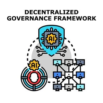 Decentralized governance framework concept with ai technology Stock Illustration