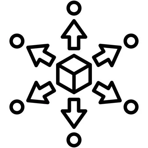 Decentralized icon, Blockchain related vector illustration Stock Illustration