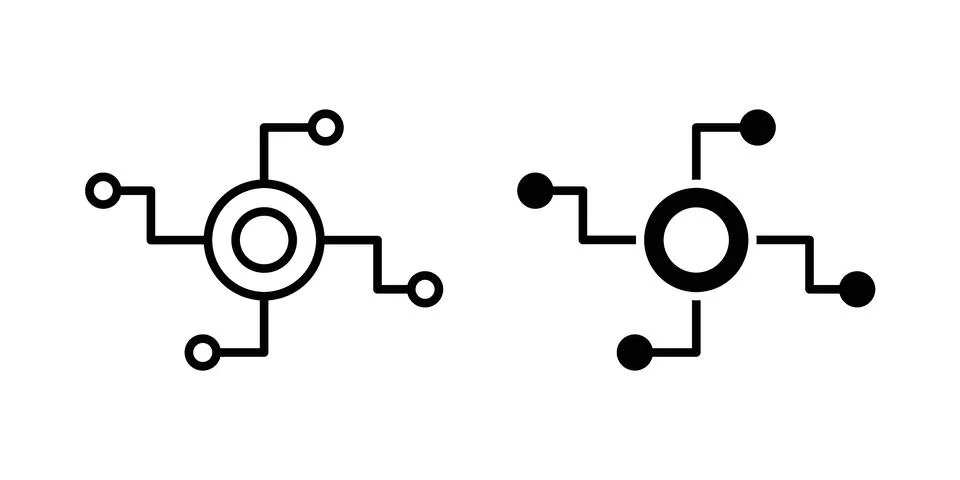 Decentralized icon linear versions pack on white background Stock Illustration