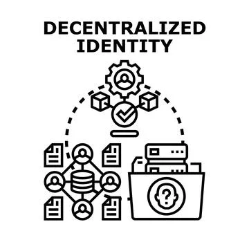 Decentralized identity concept users controlling personal data with blockchai Stock Illustration