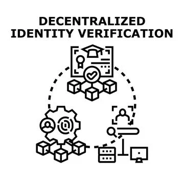 Decentralized identity verification and digital certification concept 库存插图
