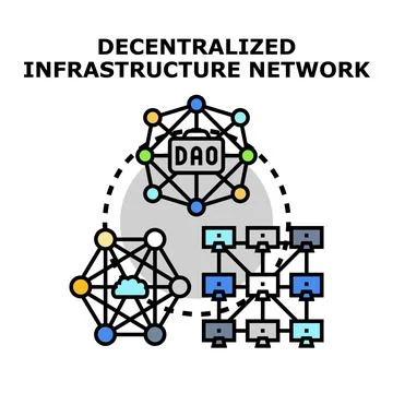 Decentralized infrastructure connecting cloud and blockchain networks Stock Illustration