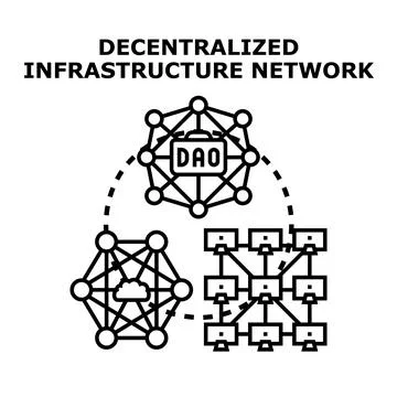 Decentralized infrastructure connecting cloud and blockchain networks Stock Illustration