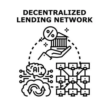 Decentralized lending network concept illustrating a hand offering financial  Stock Illustration