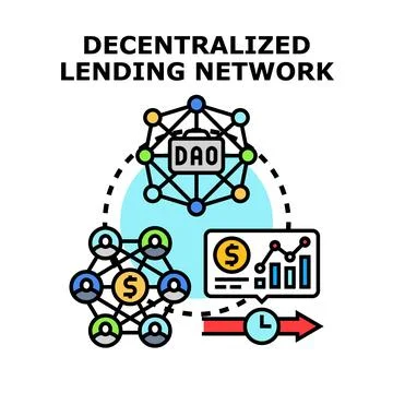 Decentralized lending network facilitating peer to peer finance Ilustração Stock