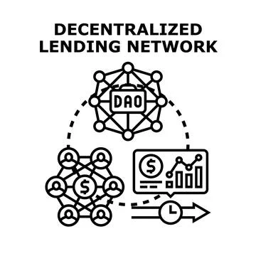 Decentralized lending network facilitating peer to peer finance Stock Illustration