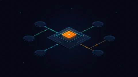 Decentralized Network and Blockchain Concept Stock Footage 341364788