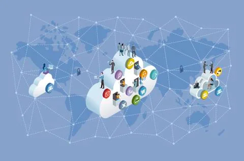 Decentralized Network and Cloud Computing Illustrazione stock