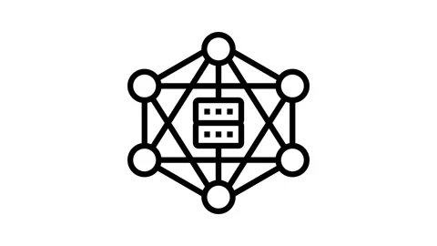 Decentralized network application line icon animation Stock Footage 326125722