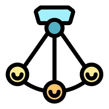 Decentralized network connecting multiple nodes securely and efficiently Stock Illustration
