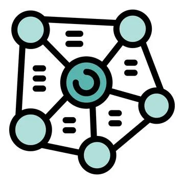 Decentralized network connecting multiple nodes sharing data and resources Stock Illustration