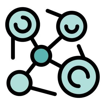 Decentralized network connecting multiple nodes representing distributed le.. Stock Illustration