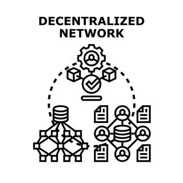 Decentralized network connecting nodes and data digitally Stock Illustration