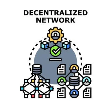 Decentralized network connecting nodes and data digitally Illustrazione stock
