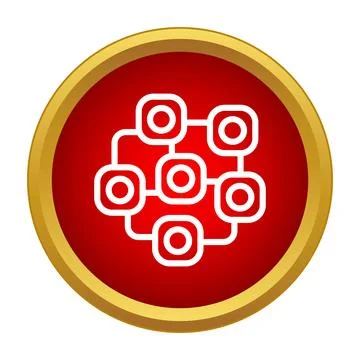 Decentralized network connectivity diagram button icon Stock Illustration