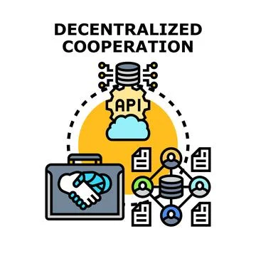 Decentralized network cooperating in business and technology Stock Illustration