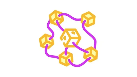 Decentralized network cryptocurrency mining color icon animation Stock Footage 327261106