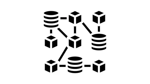 Decentralized network cryptocurrency mining glyph icon animation Stock Footage 326146744