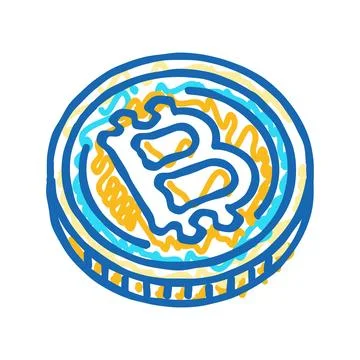 Decentralized network cryptocurrency mining icon doodle illustration Stock Illustration