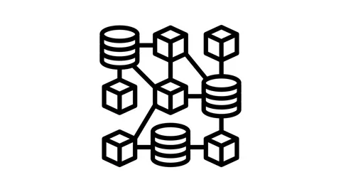 Decentralized network cryptocurrency mining line icon animation Stock Footage 326126889