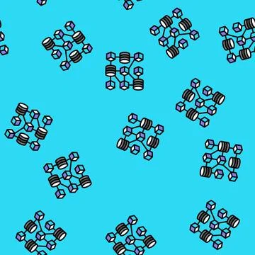 Decentralized network cryptocurrency mining vector seamless pattern Illustrazione stock