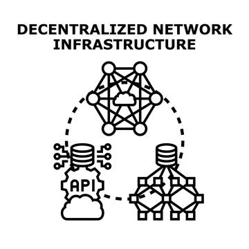 Decentralized network infrastructure concept designing scalable cloud computi Stock Illustration