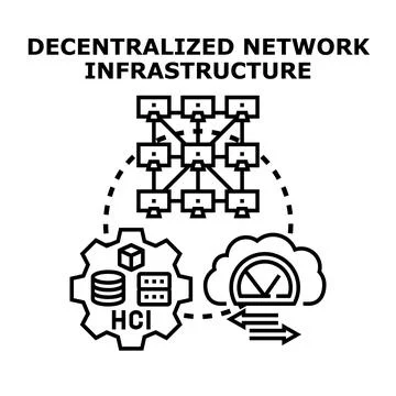 Decentralized network infrastructure for distributed data processing Stock Illustration