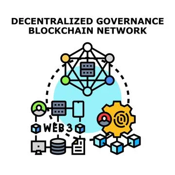 Decentralized network structure for blockchain governance concept Stock Illustration