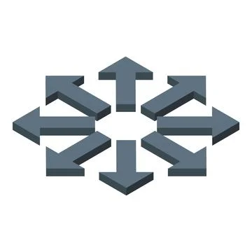 Decentralized platform with arrows pointing in different directions Stock Illustration