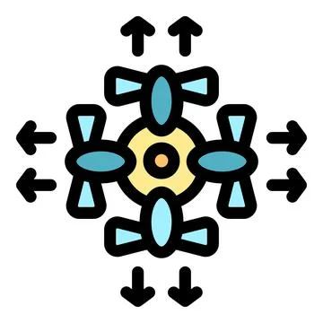 Decentralized platform managing data flow with multidirectional arrows Stock Illustration