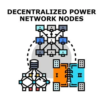Decentralized power network nodes concept vector Illustrazione stock